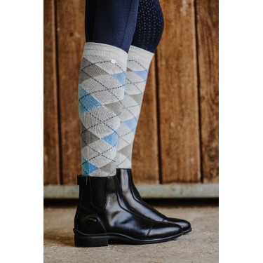 Calcetines Equi-Theme Argyle señora Gris claro / azul cielo