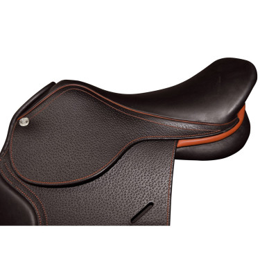Silla Saumur Privilege Equitation para personalizar Marrón / azul eléctrico