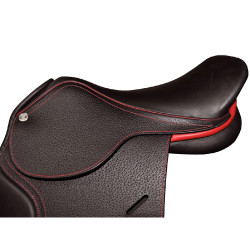 Silla Saumur Privilege Equitation para personalizar Marrón / azul eléctrico