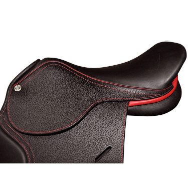 Silla Saumur Privilege Equitation para personalizar Marrón / azul eléctrico