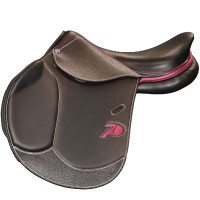 Silla Saumur Privilege Equitation para personalizar Marrón / azul eléctrico