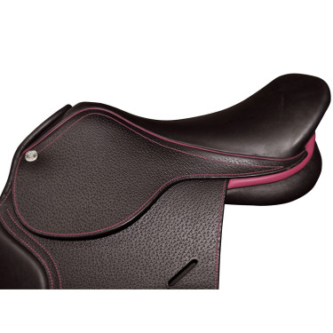 Silla Saumur Privilege Equitation para personalizar Marrón / azul eléctrico