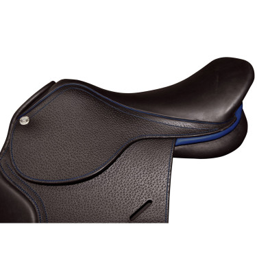 Silla Saumur Privilege Equitation para personalizar Marrón / azul eléctrico