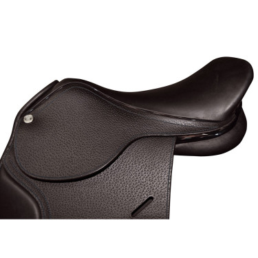 Silla Saumur Privilege Equitation para personalizar Marrón / azul eléctrico