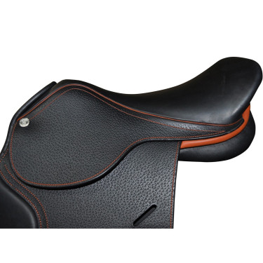 Silla Saumur Privilege Equitation para personalizar Marrón / azul eléctrico