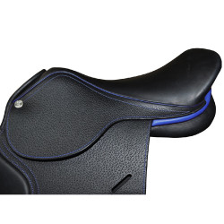 Silla Saumur Privilege Equitation para personalizar Marrón / azul eléctrico