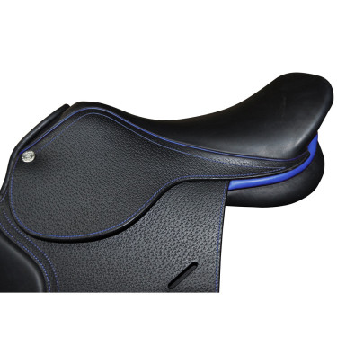 Silla Saumur Privilege Equitation para personalizar Marrón / azul eléctrico