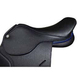 Silla Saumur Privilege Equitation para personalizar Marrón / azul eléctrico