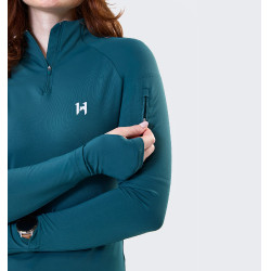 Polo con cremallera 1/4 Horseware invierno Strive mujer Verde dinastía