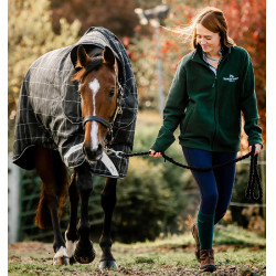 Manta Horseware Rhino Turnout Bundle con forro de 0 g y 200 g Cuadros negros / negro y blanco