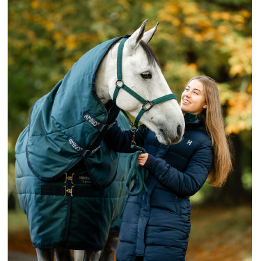 Manta de cuadra Horseware Amigo Ripstop Insulator 50g Verde dinastía / marino / plata