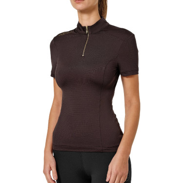 Polo UV Protection Equestrian Stockholm de manga corta para mujer Marrón dorado Marr&amp;amp;amp;oacute;n