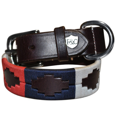 Collar perro  Flags & Cup CHUKKA Marrón / azul / rojo