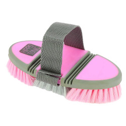Cepillo de raíces de nylon Hippo-Tonic Softgrip flexible Gris / rosa