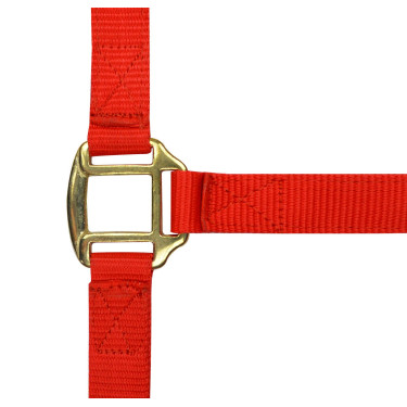 Cabezada de nylon forrada de cuero Roja Rojo