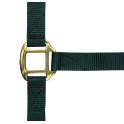 Cabezada de nylon forrada de cuero Verde oscuro