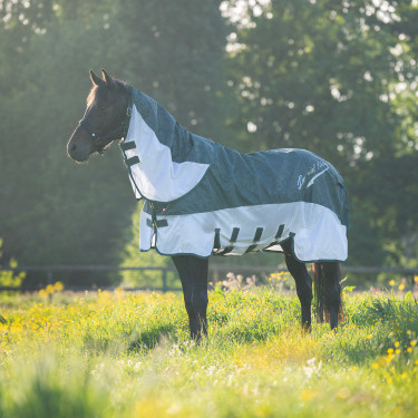 Cubre caballo antimoscas e impermeable Imperial Riding Super-dry Verde bosque