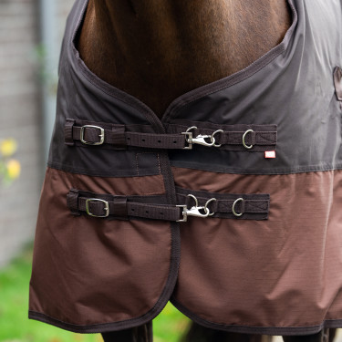 Manta de exterior Imperial Riding Customized 400 g con cuello Marrón oscuro / marrón claro