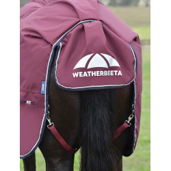 Manta ComFiTec Essential Turnout Weatherbeeta 220 g con cuello desmontable Burdeos / azúl marino