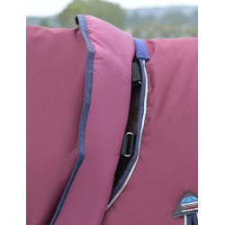 Manta ComFiTec Essential Turnout Weatherbeeta 220 g con cuello desmontable Burdeos / azúl marino