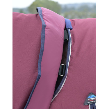 Manta ComFiTec Essential Turnout Weatherbeeta 220 g con cuello desmontable Burdeos / azúl marino