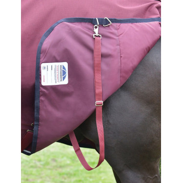 Manta ComFiTec Essential Turnout Weatherbeeta 220 g con cuello desmontable Burdeos / azúl marino