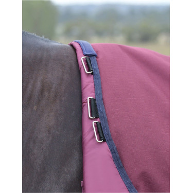 Manta ComFiTec Essential Turnout Weatherbeeta 220 g con cuello desmontable Burdeos / azúl marino