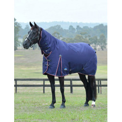 Manta ComFiTec Essential Turnout Weatherbeeta 50 g combo Azúl marino / burdeos