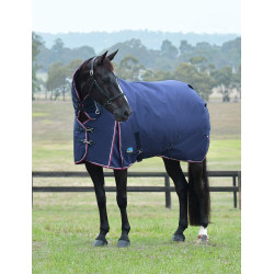 Manta ComFiTec Essential Turnout Weatherbeeta 50 g combo Azúl marino / burdeos
