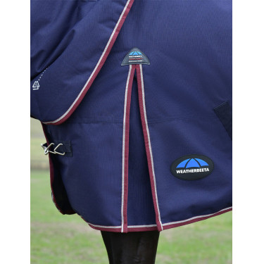 Manta ComFiTec Essential Turnout WeatherBeeta 50 g con cuello desmontable Azúl marino / burdeos