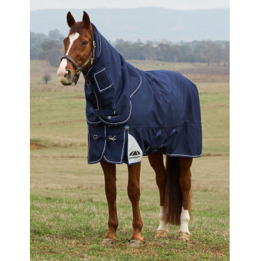 Manta ComFiTec Ultra Turnout WeatherBeeta con cuello desmontable 100 g Marino Azul marino