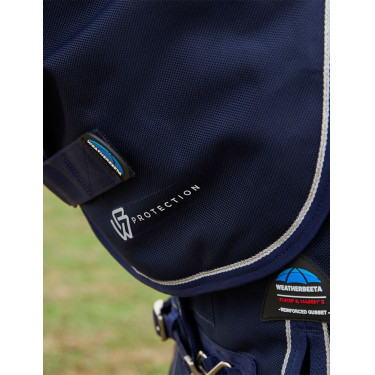 Manta ComFiTec Ultra Turnout WeatherBeeta con cuello desmontable 100 g Marino Azul marino