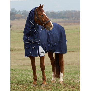 Manta ComFiTec Ultra Turnout WeatherBeeta con cuello desmontable 100 g Marino Azul marino