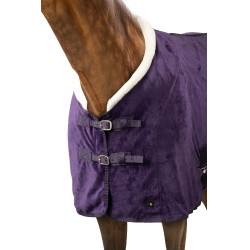 Alfombra polar Horze Lincoln con cuello de piel Hierba mora negra