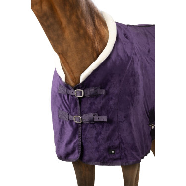 Alfombra polar Horze Lincoln con cuello de piel Hierba mora negra