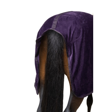 Alfombra polar Horze Lincoln con cuello de piel Hierba mora negra