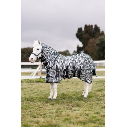 Manta antimoscas Pony con cubrecuello Horze Defender Cebra Motifs