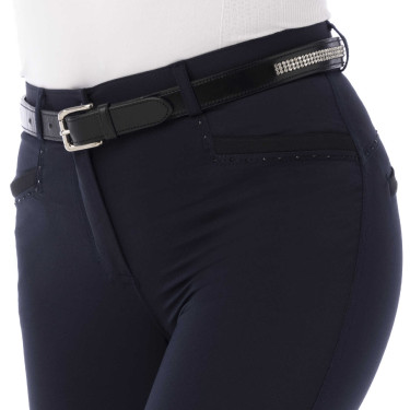 Pantalón Equithème Safir marine, contrastes noirs Azul