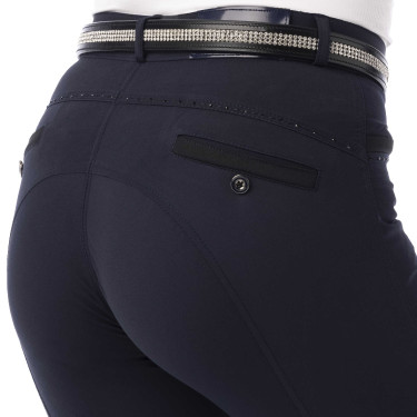Pantalón Equithème Safir marine, contrastes noirs Azul