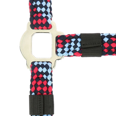 Cabezada + ramal Equitheme trenzado Fucsia / azul cielo / azul marino Rosa