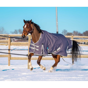 Manta Equithème TYREX 1200D reciclada Gris pardo Marrón