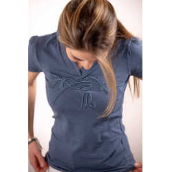 Polo Iliana Penélope Azúl / gris