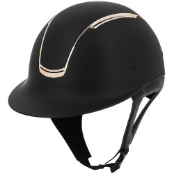 Casco con visera ancha inserto cromo oro rosa EQUITHÈME - Soazy Negro / oro rosa
