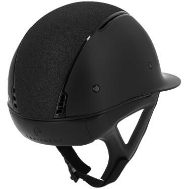 Casco con visera ancha inserto negro brillante parte superior en tejido crystal fabric EQUITHÈME - Soazy