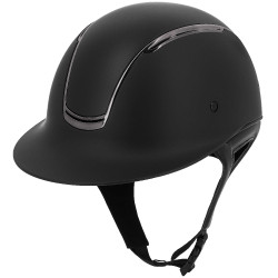 Casco con visera ancha inserto cromo gris carbón EQUITHÈME - Soazy Negro / cromo