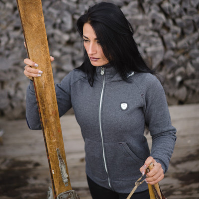 Sudadera con capucha mujer Kamouraska Flags & Cup Gris