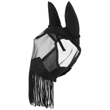 Máscara anti-moscas anti-UV Equithème con flecos Negro Máscara anti-moscas anti-UV Equithème con flecos Negro