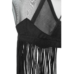 Máscara anti-moscas anti-UV Equithème con flecos Negro Máscara anti-moscas anti-UV Equithème con flecos Negro