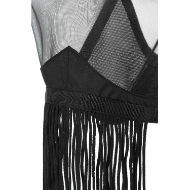 Máscara anti-moscas anti-UV Equithème con flecos Negro Máscara anti-moscas anti-UV Equithème con flecos Negro