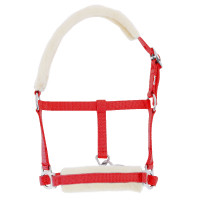 Cabezada potro Riding World borreguillo sintético Roja Rojo